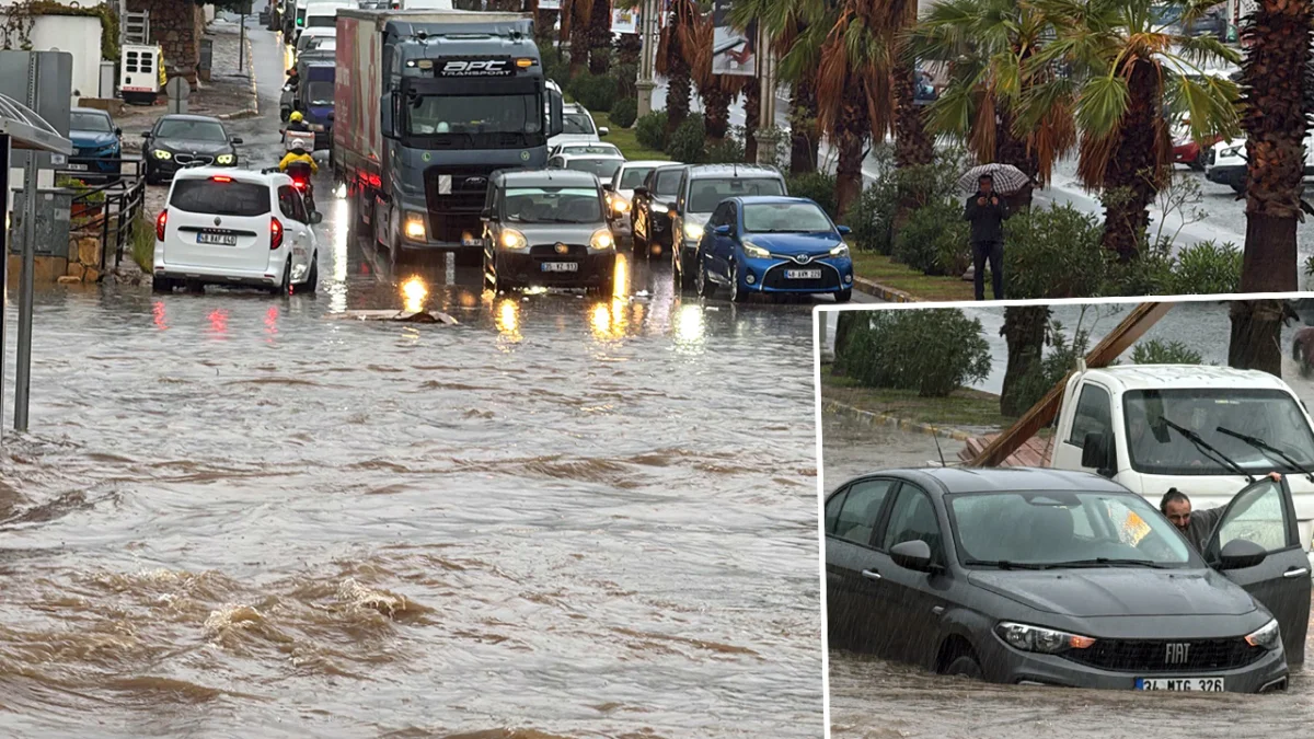 Bodrum ve Marmaris'te yollar göle döndü